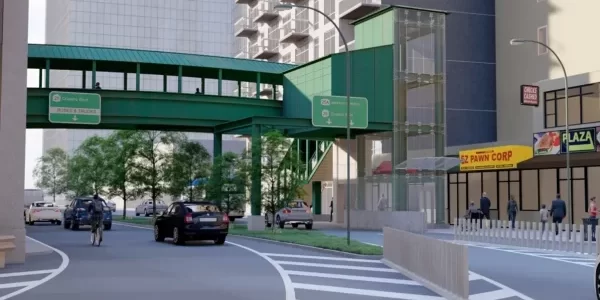 Rendering of the new elevator being built on the south side of Queensboro Plaza, one of three new elevators planned for the now-inaccessible station; image courtesy of MTA