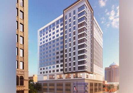 The dual-branded Holiday Inn Express and Staybridge Suites in the Houston CBD; image via Hotel Business