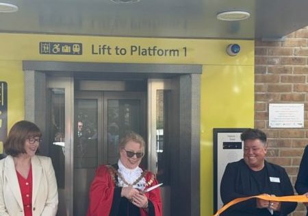 Officials welcome the new lifts; image courtesy of Network Rail. 