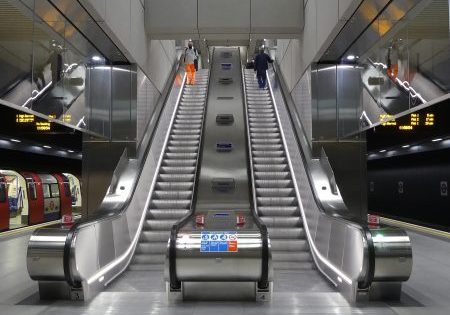 xisting escalators at the BPS Tube station; photo by Sunil060902 for Wikipedia