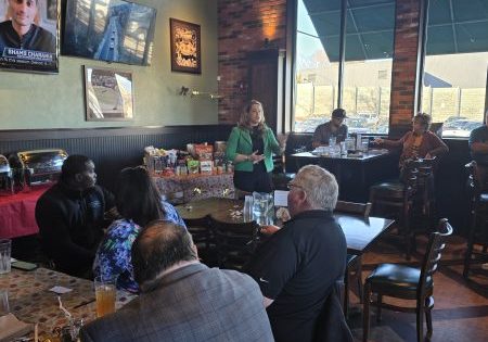 MESA President Director Corinne A. Nawrocki of Abel Elevator Consulting, Inc., speaks during the meeting