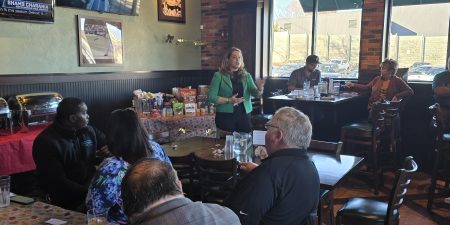 MESA President Director Corinne A. Nawrocki of Abel Elevator Consulting, Inc., speaks during the meeting