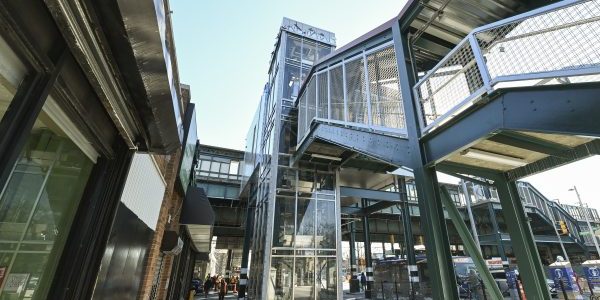 One of the new elevators at the Woodhaven Boulevard station; image courtesy of MTA