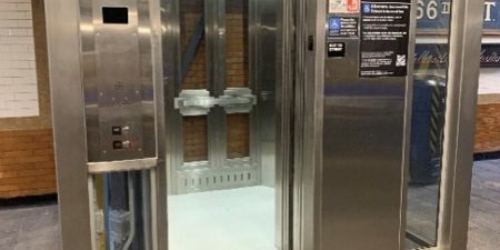 MODERNIZED ELEVATORS UNVEILED AT BUSY NYC SUBWAY STATION One of the new elevators; image courtesy of Forte Construction Group