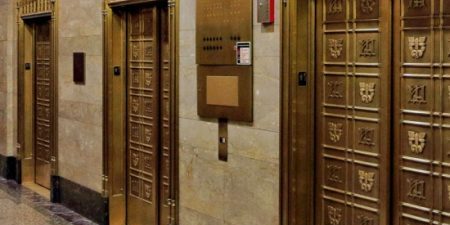 Elevators in the Medical Arts Building in Minneapolis, Minnesota; Photo by Sam Goertz, courtesy of Pocket Sights