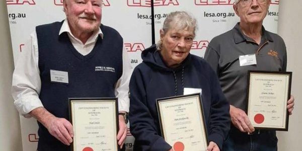 Members of Australia's LESA Presented With Life Membership Certificates