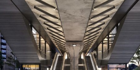 New escalators at DLR's Pontoon Dock station; image courtesy of TfL