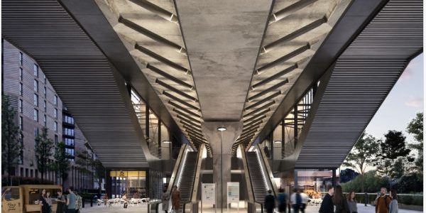New escalators at DLR's Pontoon Dock station; image courtesy of TfL