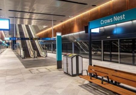 New escalators help provide accessibility at the new Crows Nest Metro Station in Sydney; image courtesy of NSW. 