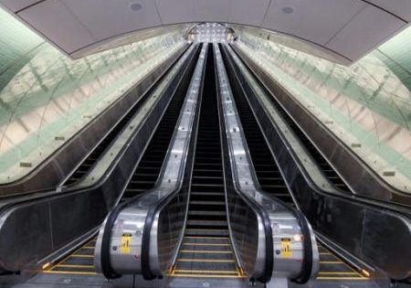 The station is served by Schindler escalators; photo by Marc A. Hermann for the NYC Metropolitan Transportation Authority (MTA).