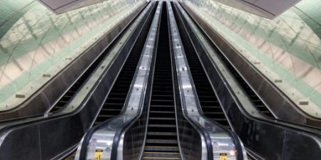 The station is served by Schindler escalators; photo by Marc A. Hermann for the NYC Metropolitan Transportation Authority (MTA).