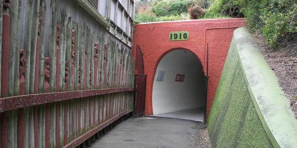 Elevator entrance at Anzac Parade; photo by Ian Armstrong for Flickr via Wikipedia