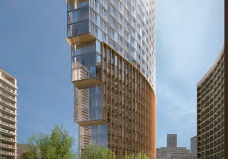 Triangular tower for triangular lot in the Bloor-Yorkville neighborhood; rendering by Diamond + Schmitt