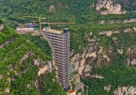 The elevator system provides a look at the stunning scenery of Wushan Gorge.