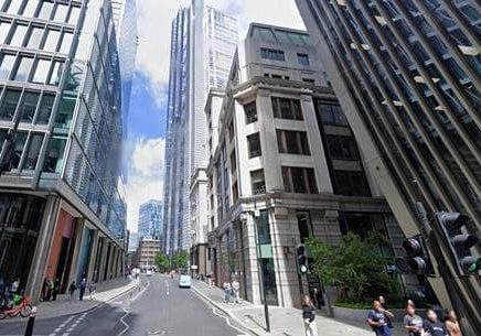 Camomile Street in the City of London; image courtesy of Google via Building