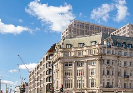 CGI view of the proposed 33 Cavendish Square scheme behind Oxford Circus; image via BD