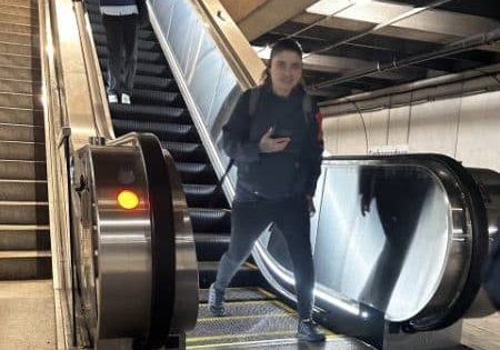 Riders enjoy the new escalators; image courtesy of BART.