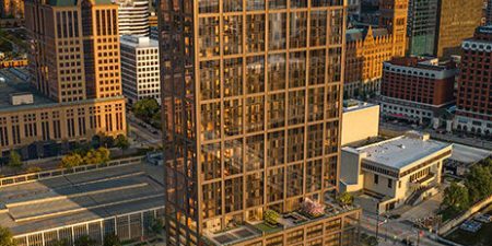 Construction on the 31-story timber tower has begun in downtown Milwaukee; image courtesy of Hartshorne Plunkard Architecture.