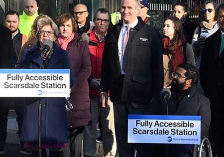 Officials welcome the fully accessible station; image courtesy of MTA. 