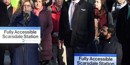 Officials welcome the fully accessible station; image courtesy of MTA. 