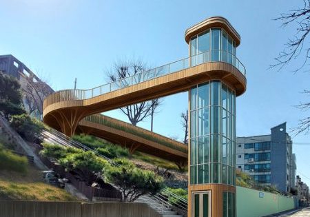 Example of an elevator installation on the highland in Bongcheon-dong, Gwanak-gu; image courtesy of Seoul Metropolitan Government