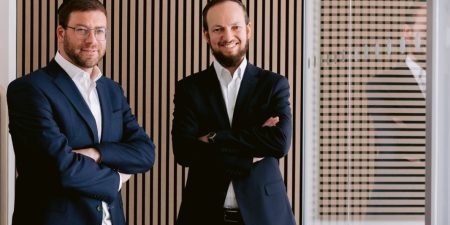 (l-r) Chaim Grunfeld and Chaim Berkowicz of SIMSINLifts; image courtesy of SIMSINLifts
