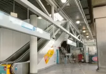 The Millennium Line escalators at Commercial–Broadway SkyTrain Station in Vancouver, Canada, on September 27; image courtesy of TransLink