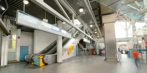 The Millennium Line escalators at Commercial–Broadway SkyTrain Station in Vancouver, Canada, on September 27; image courtesy of TransLink