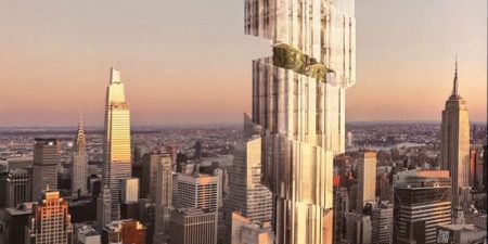 The Torch at 640 Eighth Avenue takes its place on the Midtown Manhattan skyline; rendering courtesy of ODA and SLCE Architects