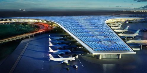KWI's new Terminal 2 features an iconic design by Foster + Partners; image courtesy of TKE.