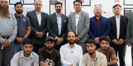 TKE OPENS NEW OFFICE IN SRINAGAR Team members supporting TKE’s new Srinagar office; image via APN News