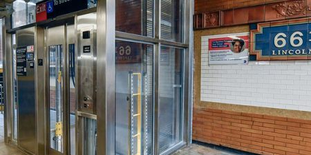 Elevators are a key part of the station accessibility upgrade; photo by Marc A. Hermann for NYC MTA. 