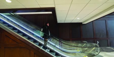 The only escalators in Hillsdale County Michigan; image courtesy of The Collegian