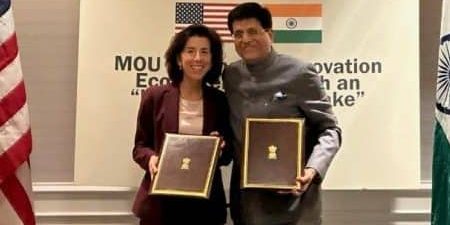 (l-r) U.S. Secretary of Commerce Gina Raimondo and Indian Minister of Commerce & Industry Piyush Goyal; image courtesy of U.S. Chamber of Commerce