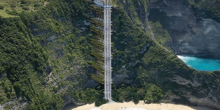 The cliffside elevator is quite a sight; image courtesy of Rimba Events. 