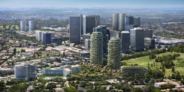 View of One Beverly Hills from Santa Monica Boulevard; image courtesy of Foster + Partners