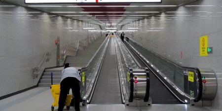 Escalators inside Hongyancun Station; image courtesy of The Travel