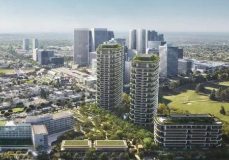Aerial view of One Beverly Hills looking southwest; image courtesy of Foster + Partners